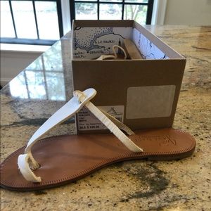 Joie white & tan Rivage sandals sz 36.5 ~  6 1/2
